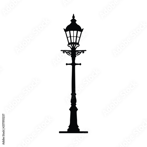 Street lamp silhouette icon vector flat design.
