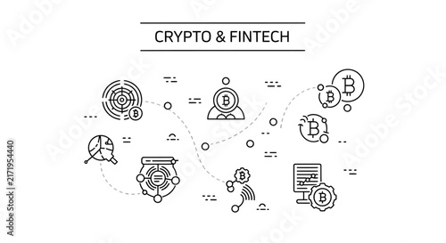 Crypto and Finteсh graphic design elements vector concept marketing logo template