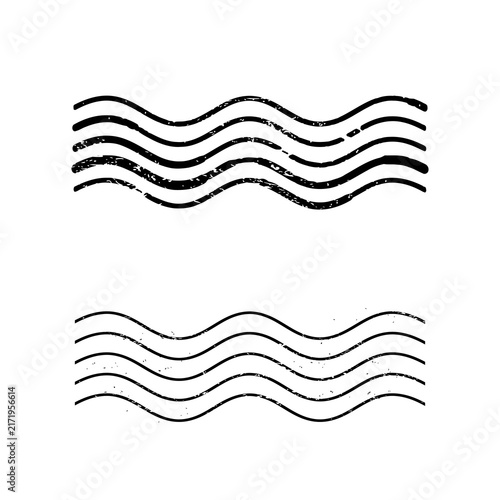 Cuadro en lienzo Grunge wave stamp isolated PNG object - vintage postage cancellation mark