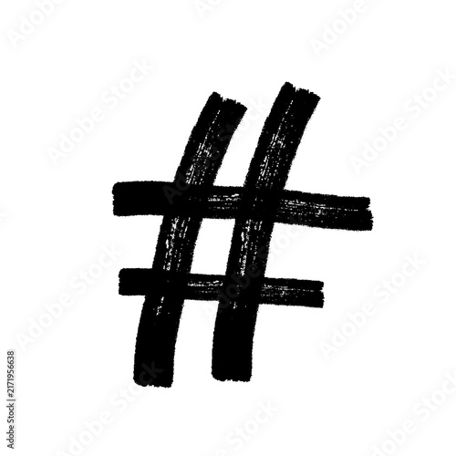 Obraz na płótnie Hashtag grunge isolated symbol - hand painted hash sign
