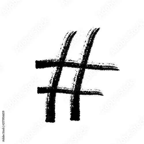 Obraz na płótnie Hashtag grunge isolated symbol - hand painted hash sign