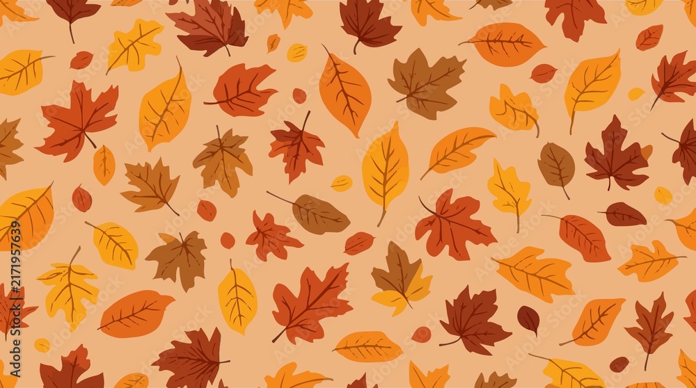 Template  autumn leaf pattern with flat design and clean Sharp