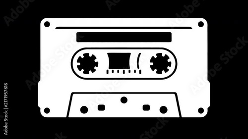 Retro audio cassette tape flat animation

