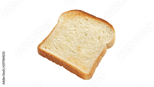 Obraz na płótnie Single slice of fresh crusty white bread toast isolated on transparent backgroun