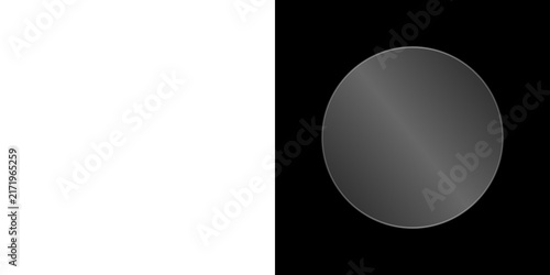 Modern reflective glass circle icon with metallic gradient shine for minimalist design and digital interface graphics