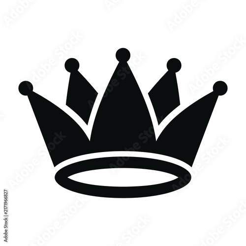Foto Black crown icon symbol isolated on white background for royalty or luxury desig