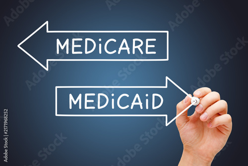 Medicare vs Medicaid US Health Care Concept