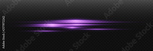 Purple horizontal glowing light streaks isolated transparent background