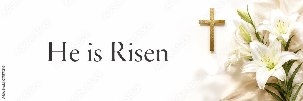 Obraz premium Celebrating the joy of easter with a religious background featuring a cross and beautiful lilies