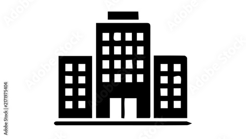 Office building icon, corporate office tower pictogram, business workplace symbol, modern skyscraper glyph, urban city skyline design, company headquarters vector