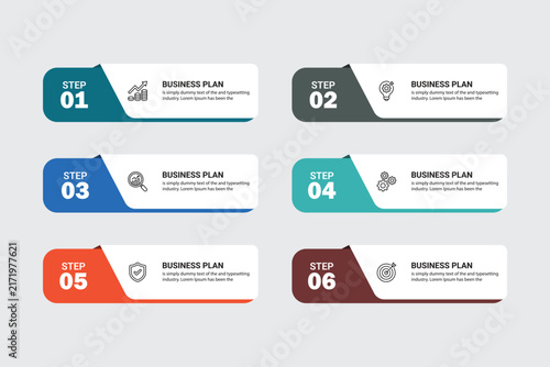 Abstract creative Infographic template art design. 6 infographics connected to a title in the middle. Business chart concept diagram design. Eps vector illustration.