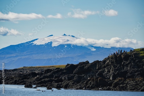 Photography Observers of seals basking on Ytri Tunga beach.