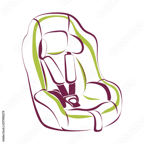 Child safety car seat isolated vector illustration