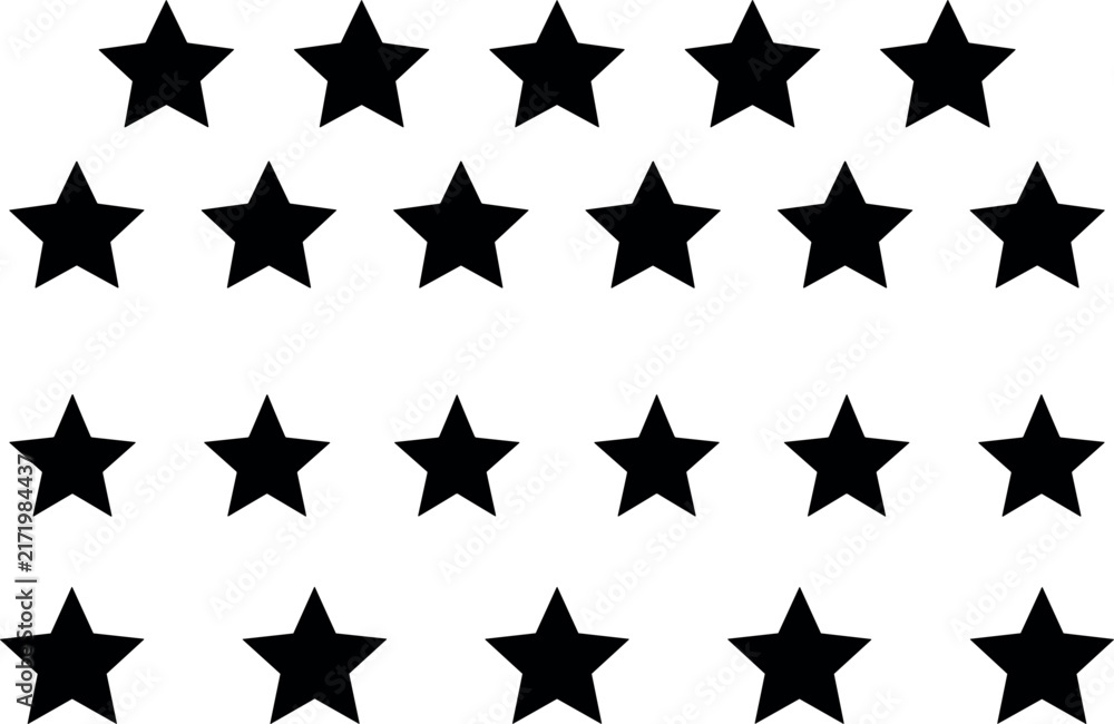 Fototapeta premium Black Five Pointed Stars Vector SetBlack Five Pointed Stars Vector Set