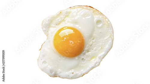 Фотография Perfect single fried egg sunny side up breakfast protein isolated on transparent