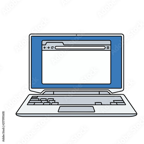 Open laptop with blank screen and browser window