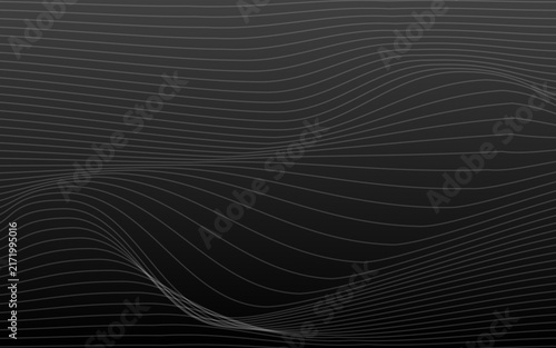 Dark Abstract Wave Line Background, Elegant Black Flowing Lines, Modern Minimal Technology Texture