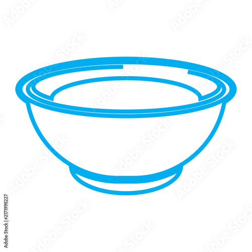Minimalist Blue Outline Illustration of an Empty Soup Bowl for Kitchen and Dining Concepts
