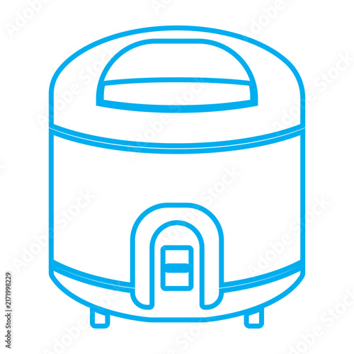 Electric rice cooker kitchen appliance vector line icon illustration