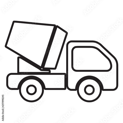 Dump Truck Icon with Raised Cargo Bed for Construction and Transport