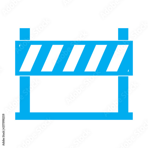 Blue road barrier icon representing construction and roadblock hazard