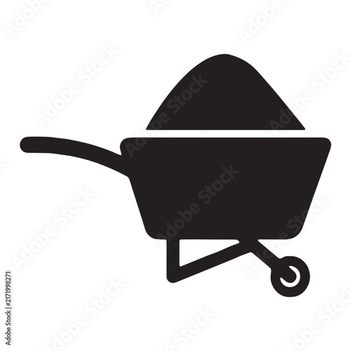 Wheelbarrow Icon Filled with Soil for Gardening and Construction