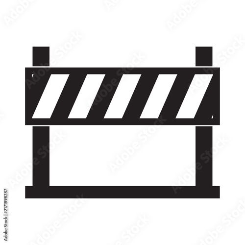 Black and White Road Construction Barrier Icon for Safety and Traffic Management