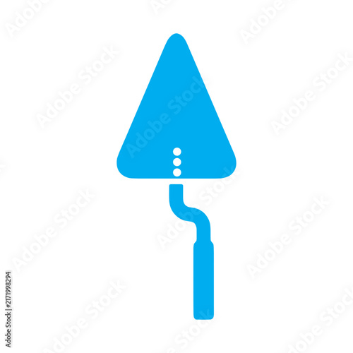 Blue Masonry Trowel Icon for Construction and Building Tool Concept
