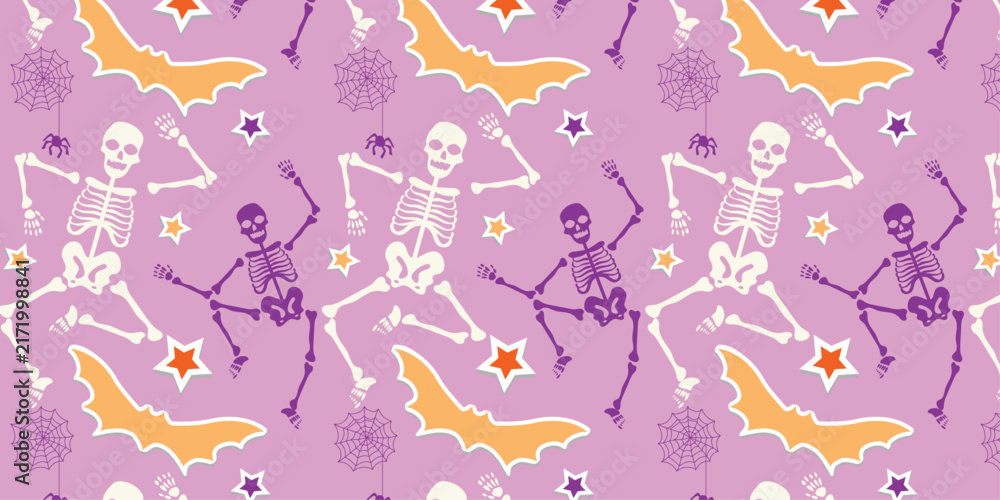 Fototapeta premium Halloween with&nbsp;Fancy&nbsp;Elements seamless pattern.&nbsp;Vector Illustration.
