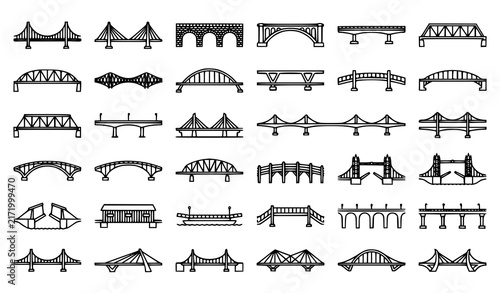 Fotografía Set of various bridge icons in a hand drawn doodle style representing different