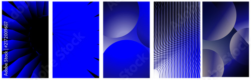 Abstract Blue Geometric Patterns Seamless Backgrounds Wave Circle Radial Gradient Designs