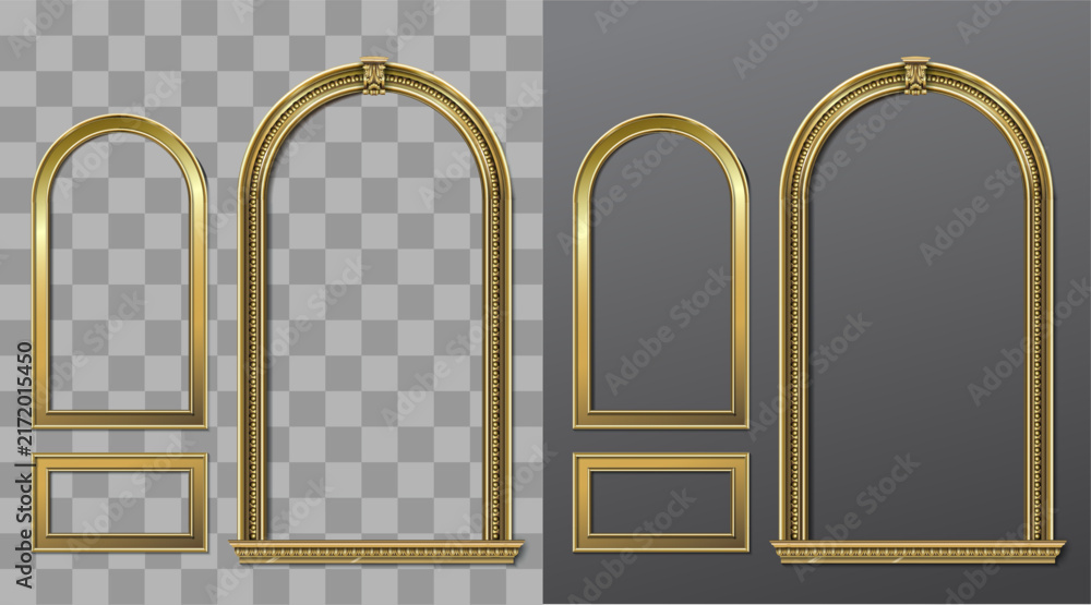 Naklejka premium Vector facade. Golden panel baroque cabinet wall