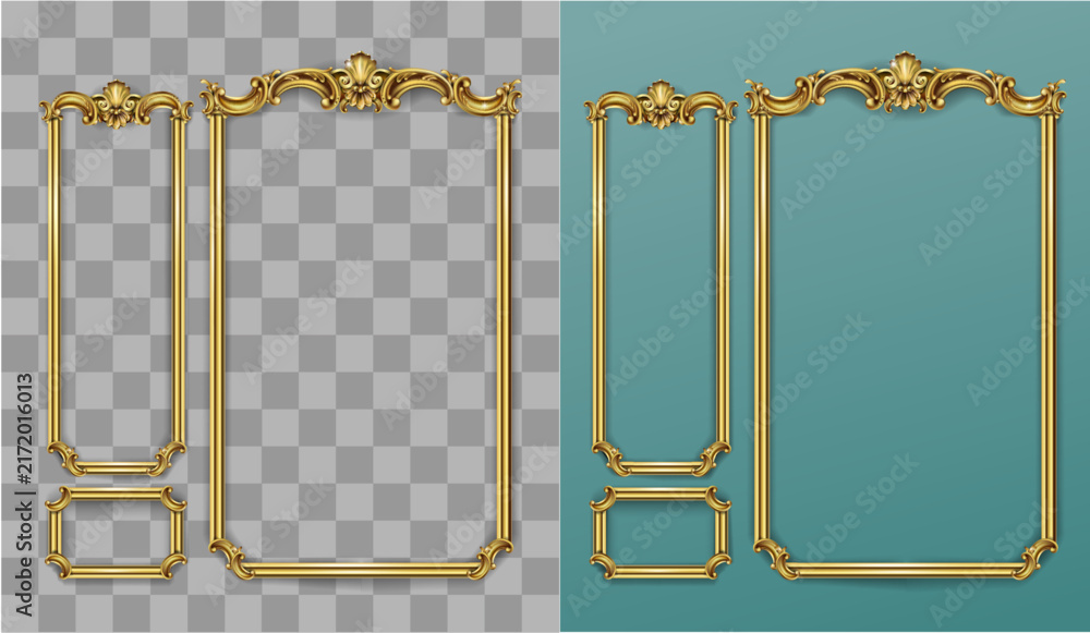 Obraz premium Vector facade. Golden panel baroque cabinet wall