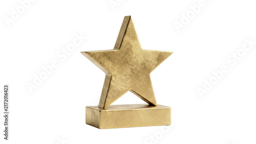 Bild auf Leinwand Gold star trophy award on rectangular base isolated on transparent background fo