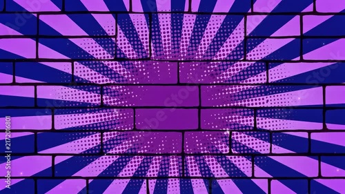 Purple Circus Marquee Background with Radial Rays and Grunge Texture, Vibrant Vintage Entertainment Poster Design with Halftone Pattern and Copy Space