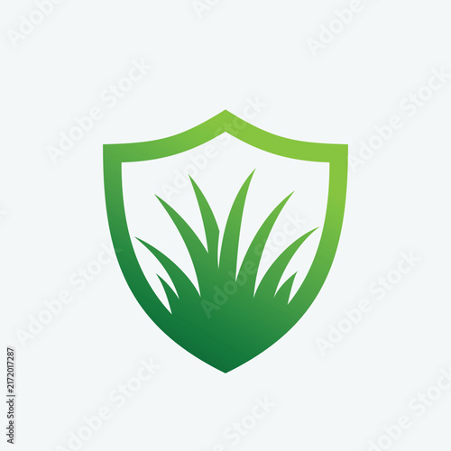 Grass Logo in Shield Concept