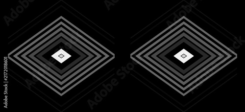 Foto Monochrome geometric pattern featuring concentric diamond shapes arranged symmet