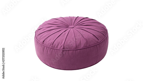 Картината върху платно Soft purple velvet round pouf ottoman footstool interior decoration isolated on