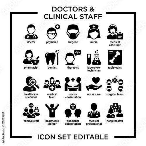Medical Professionals Icon Set Collection.