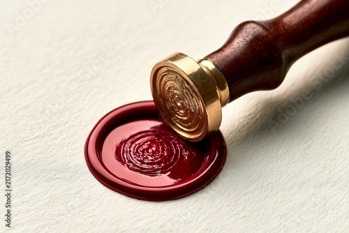 Brass Wax Seal Stamp Pressed Into Red Wax