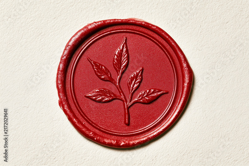 Red Wax Seal With Leaf Branch Embossing