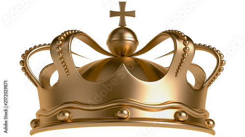 Foto Ornate golden crown with cross on top, isolated on transparent background
