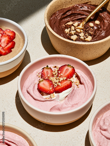 Pink Strawberry Dip With Cream And Nuts