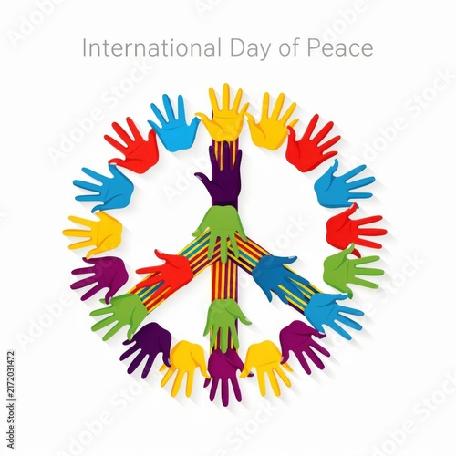 Colorful Hands Forming Peace Sign