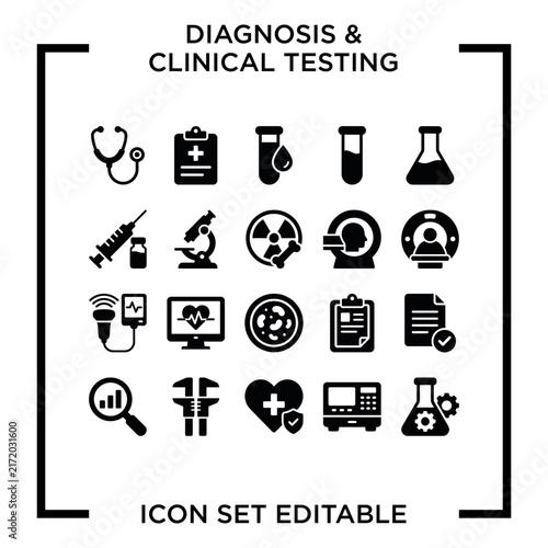 MedicalDiagnosisClinicalTestingIconSetVectorGraphics.