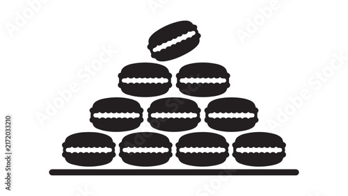 Stacked Oval Shapes Minimal Black and White Vector Illustration