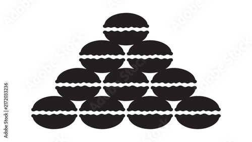 Stacked Oval Shapes Minimal Black and White Vector Illustration