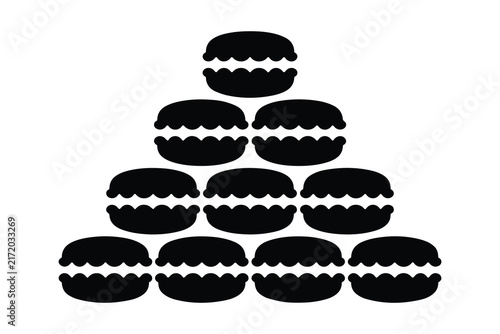 Minimal Geometric Pyramid of Stacked Oval Shapes, Black and White Vector Icon