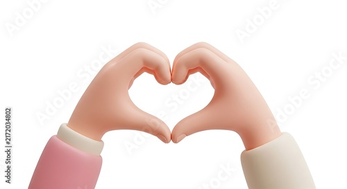 Cute 3D Rendered Hands Making a Heart Shape Gesture for Love and Friendship