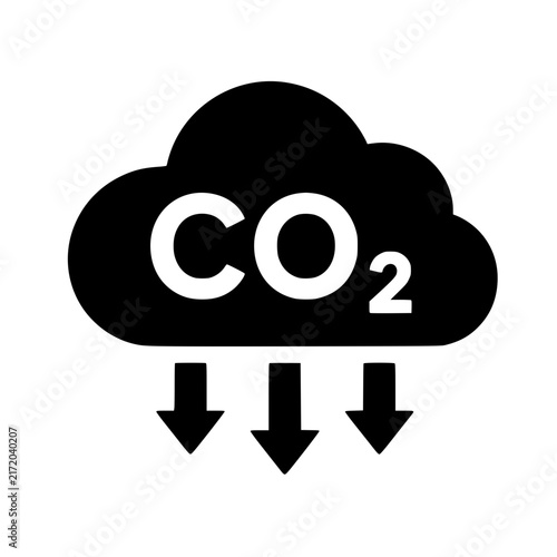 Foto CO2 emissions icon flat outline in black